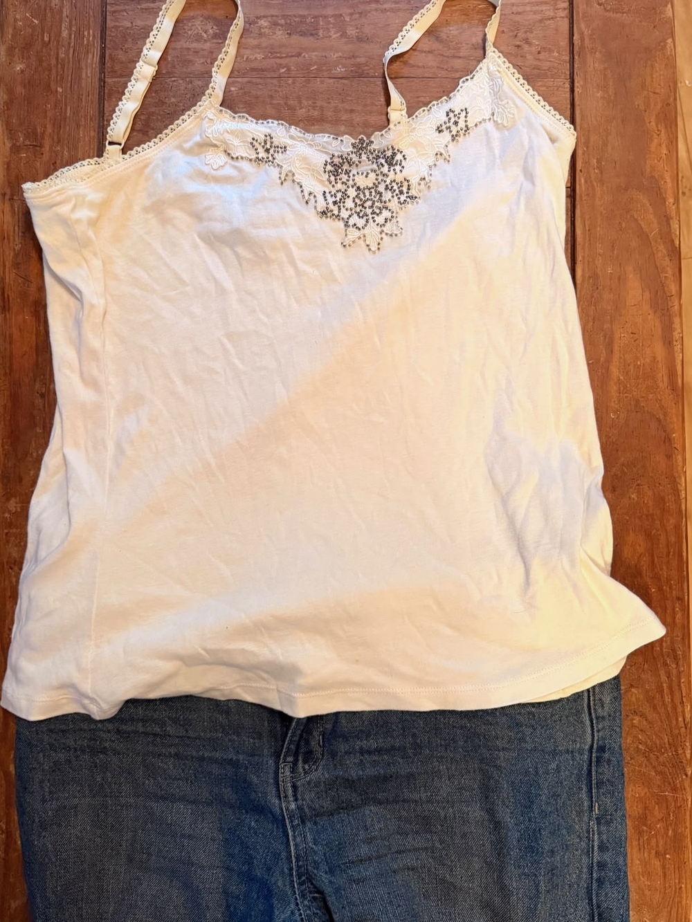Vintage Y2K Style Avenue Light Yellow Camisole with Beaded Neckline
